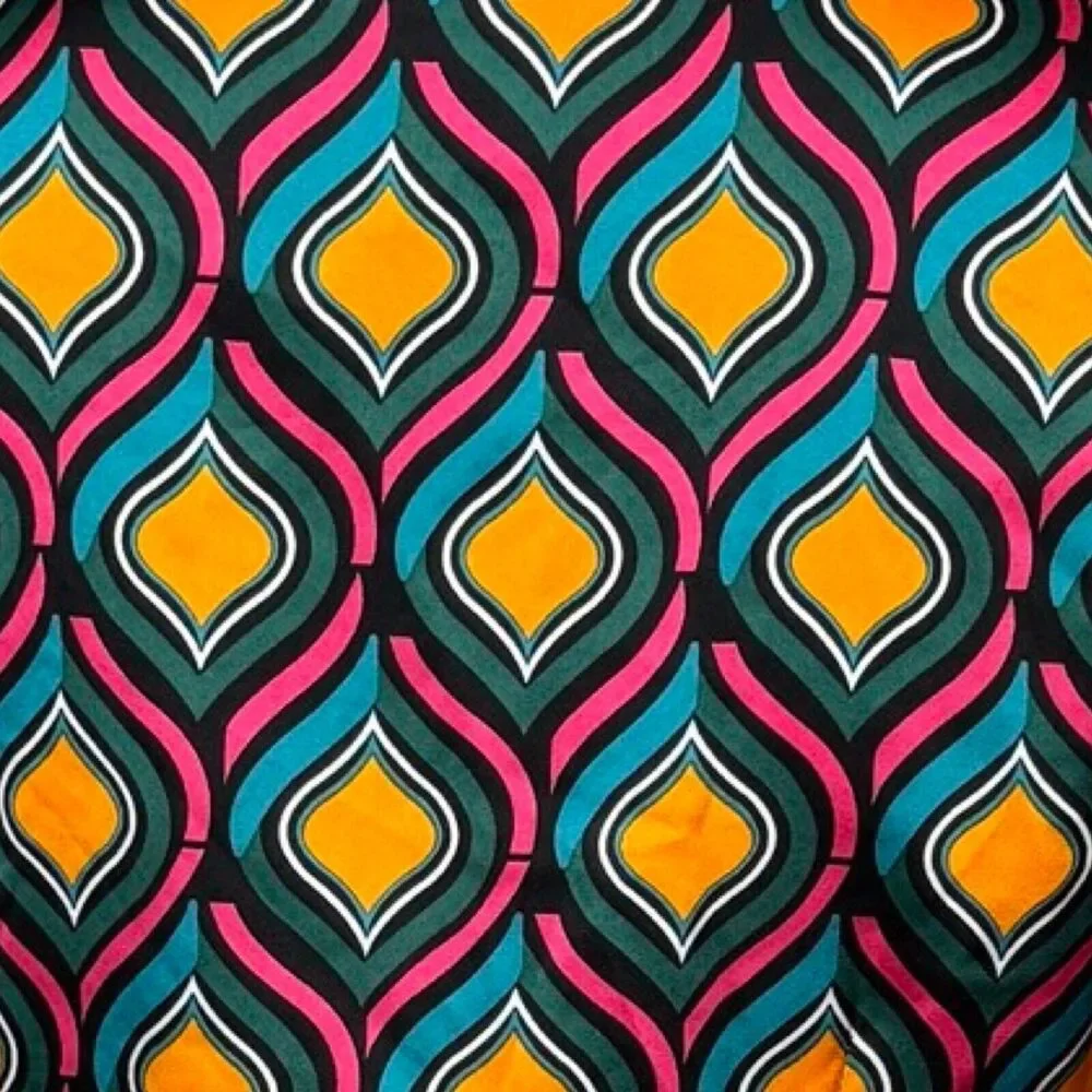 Cupcakes and Cashmere Shirt Womens Small Blue Orange Geometric Satin‎ Colorful